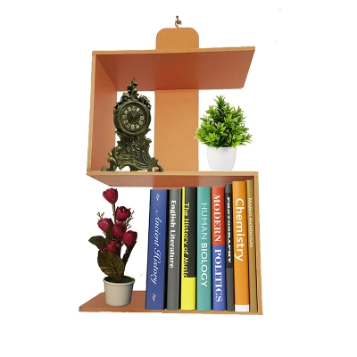 Picture of 3 Tier Modern Bookshelf, S-Shaped Bookcase, Small Book Shelf for Small Spaces, Unique Bookshelf for Storage Organizer Living Room Bedroom Home Office.