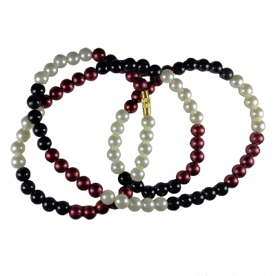 Picture of Multicolor Pearl Simple Design Garland With Thread Lock Rose Red Off White Black Pearl Combination Tenoor - Multicolor