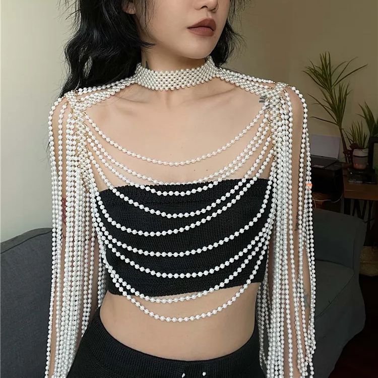 Picture of Indispensable -Quality And Durablity -Pearl Garland Women Dating Wedding Travelling- Innovative Qualityful - Easy To care and Longive - Off White