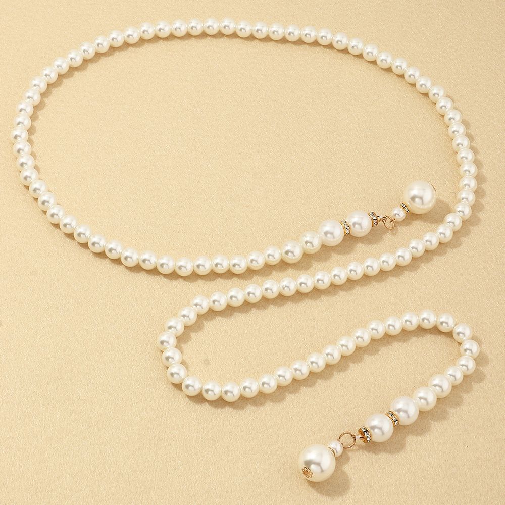 Picture of Wedding Party Pearl Dress Belt Adjustable Size - Off White