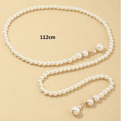 Picture of Wedding Party Pearl Dress Belt Adjustable Size - Off White