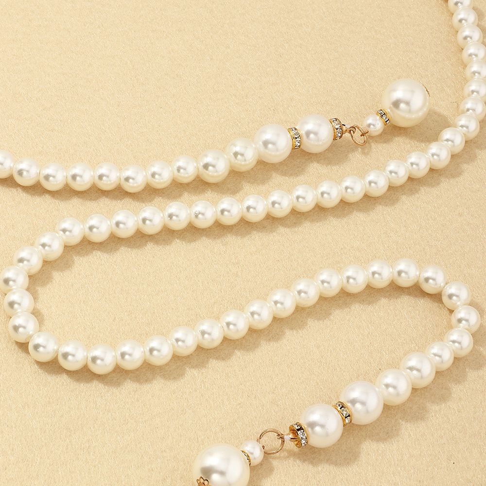 Picture of Wedding Party Pearl Dress Belt Adjustable Size - Off White