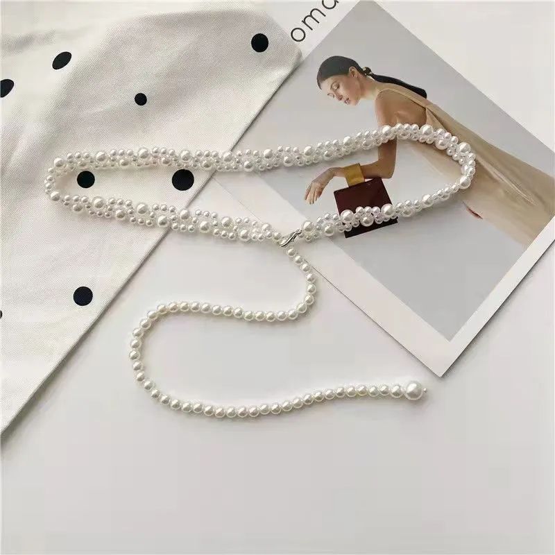 Picture of Multi Size Pearl Off White Dress Paerl Belly Chain Women Girls Party - Off White