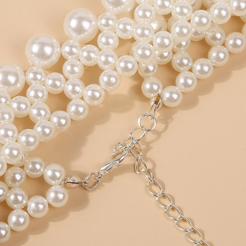 Picture of Femme Luxury Pearl Clavicle Chain Long Layered Pearl Necklace Europe United INS Fashion Choker Women's Jewelry - Off White