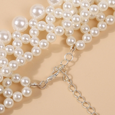 Picture of Femme Luxury Pearl Clavicle Chain Long Layered Pearl Necklace Europe United INS Fashion Choker Women's Jewelry - Off White