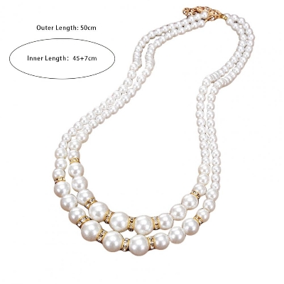 Picture of 2 Layer Pearl Necklace Stone with Off White Pearl - Off White