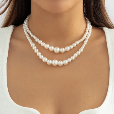 Picture of Splendid Signature Style -Understated -Choice and Remark -2 Layer Pearl Necklace Off White- Avant-garde- Significant Desire - Off White