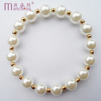 Picture of Summer Wear 10MM Imitation Beads Pearl Bracelet Jewelry For Women - Off White