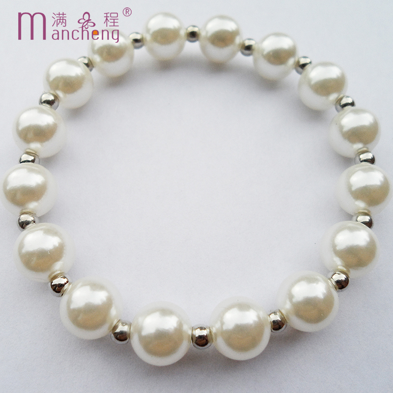 Picture of Summer Wear 10MM Imitation Beads Pearl Bracelet Jewelry For Women - Off White