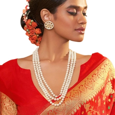 Picture of 3 Layer Pearl Necklace Off White - Off White