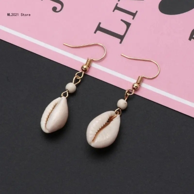 Picture of Handmade Conch Seashell Drop Earrings Jewelry Delicate Earrings 