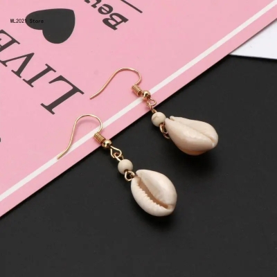 Picture of Handmade Conch Seashell Drop Earrings Jewelry Delicate Earrings 