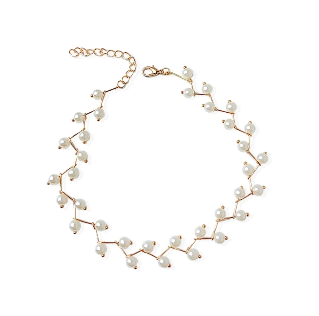 Picture of Pearl Necklace Women Jewelry Choker Trendy Pearl Neck Choker Necklaces - Off White