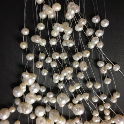 Picture of 30 Lines Transparent String Pearl Necklace Multi Layers 30 Lines For Women Fashion Jewerly Wedding Party Night Dress - White