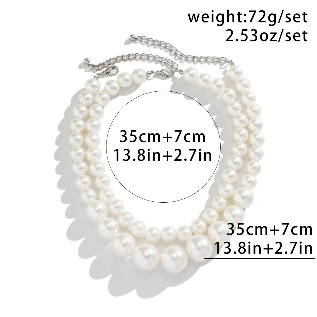Picture of DIEZI Elegant Multilayer Beads Strand Necklace For Women Girls Vintage Fashion Imitation Pearl Choker Statement Necklace Jewelry - White