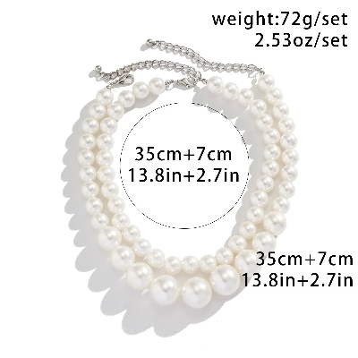 Picture of DIEZI Elegant Multilayer Beads Strand Necklace For Women Girls Vintage Fashion Imitation Pearl Choker Statement Necklace Jewelry - White