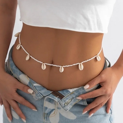 Picture of Shell Waist Chain for White Belly Chain Bikini Body Chain Summer Beach Vacation - Off White