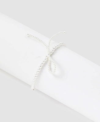 Picture of PEARL BOWKNOT BRACELET BANGLES JEWELRY FOR GIRLS AND WOMEN - Off White