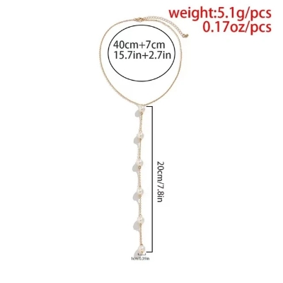 Picture of Metal Pearl Body Chain Pearl Electroplate Waist Belly Belt Chain Geometric Sexy Body Jewelry Bikini Chest Chain - White