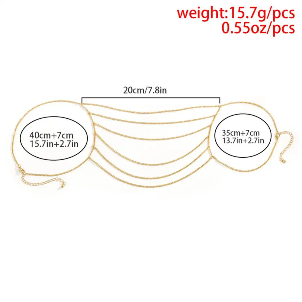 Picture of Shoulder Chain Body Chain Geometric Hanging Neck Collarbone Necklace Personality One-shoulder Exaggerated Tassel Weeding Chain - Gold