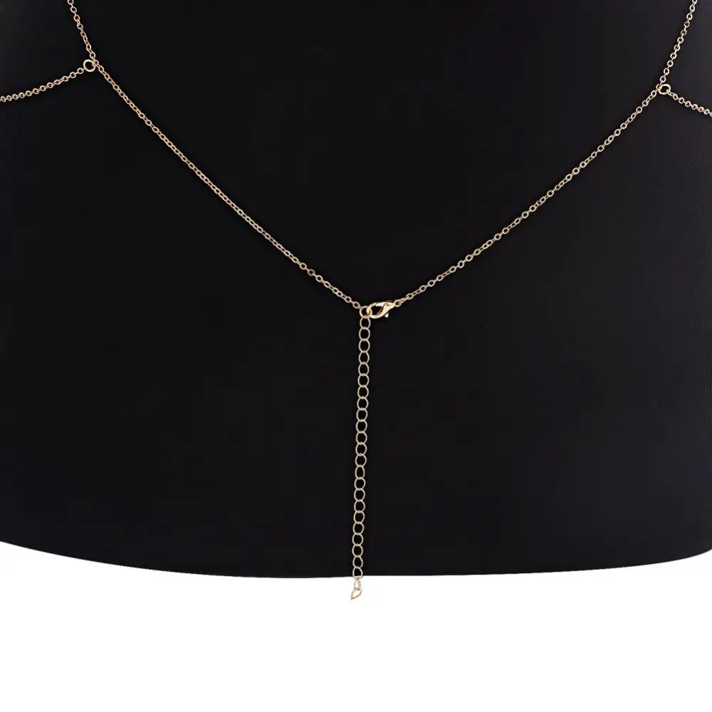 Picture of Shoulder Chain Body Chain Geometric Hanging Neck Collarbone Necklace Personality One-shoulder Exaggerated Tassel Weeding Chain - Gold