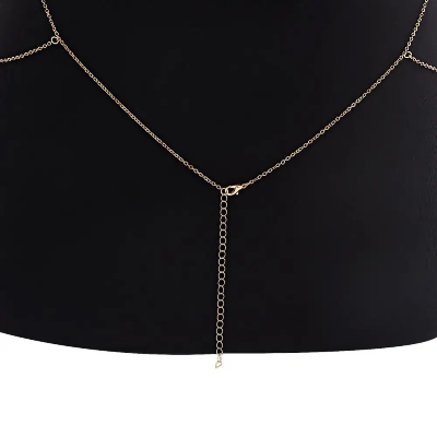 Picture of Shoulder Chain Body Chain Geometric Hanging Neck Collarbone Necklace Personality One-shoulder Exaggerated Tassel Weeding Chain - Gold