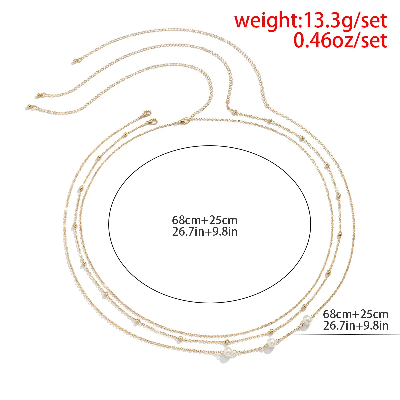 Picture of Sexy and Minimalist Imitation Pearl Chain Metal Waist Chain Mixed and Stacked Fashion Girl Beaded Woven Body Chain Belly Chain - Gold
