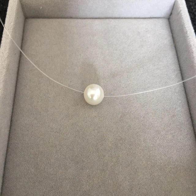 Picture of Trendy Fishing line Simulated Pearl Circle Necklace For Women Statement Necklaces & Pendants Choker Jewelry Summer Gifts - White