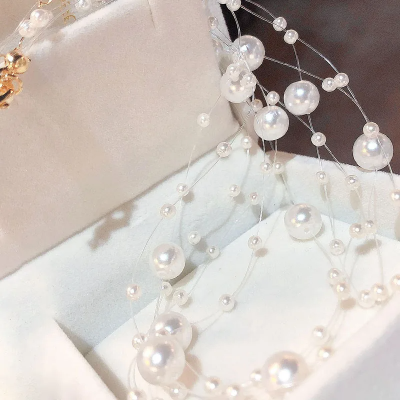 Picture of Simple Imitation Pearl Multi-layer Chokers Personality Transparent Fishing Line Clavicle Chain Ins Style Necklace for Women - Transparent String