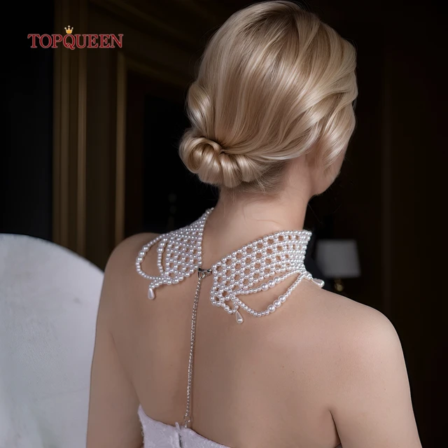 Picture of Tenoor Luxury New Pearl Necklace Woman Trend Collarbone Chain Luxuoso Bridal Special Necklace - White
