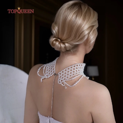 Picture of Tenoor Luxury New Pearl Necklace Woman Trend Collarbone Chain Luxuoso Bridal Special Necklace - White
