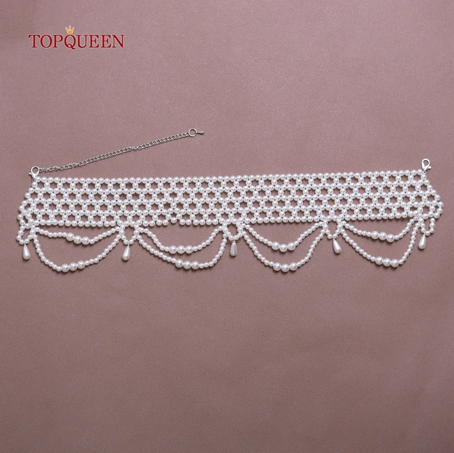 Picture of Tenoor Luxury New Pearl Necklace Woman Trend Collarbone Chain Luxuoso Bridal Special Necklace - White