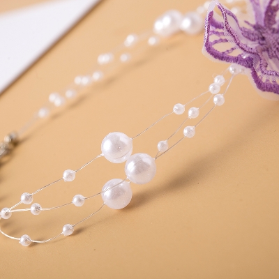 Picture of 3 Layer Transparent String Pearl Necklace Multi Layers For Women Fashion Jewerly Wedding Party Night Dress - White