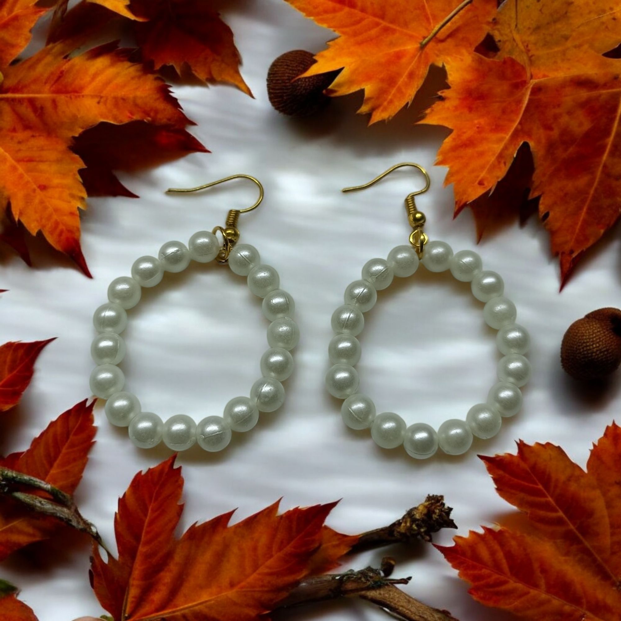 Picture of 2 inch Round 6mm Pearl Earrings For Women Fashion Party Drop Earrings