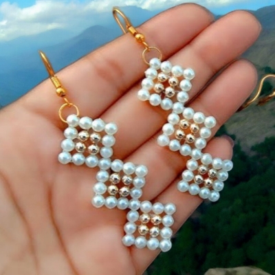 Picture of Pearl Mini Beads Color Earrings for Fashion Lady Drop Earrings Women Wedding