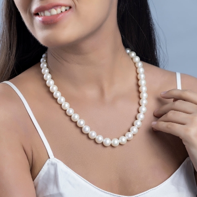 Picture of Glass Beads Necklace For Party Sharee Party Dress Fashion Women - White