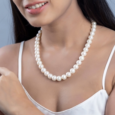 Picture of Glass Beads Necklace For Party Sharee Party Dress Fashion Women - White
