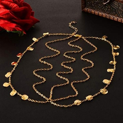 Picture of Coins Tassel Head Chain Headpieces Sequins Round Drop Hair Band Tribal Headpiece Head Chains Pearl Indian style Tikli  Wedding Hairstyles Chain - Gold