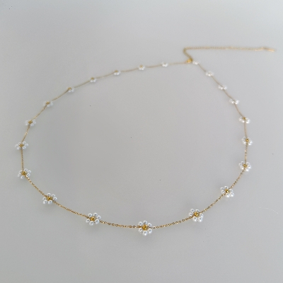 Picture of Pearl Daisy Flowers Waist Chain Korean Jewlary For Girls And Women - Off White
