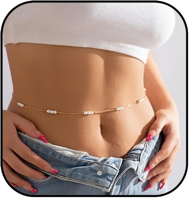 Picture of Pearl  Waist Chain Waist Belt  Komorer bicha Beach Waist Belly Chain for Women And Girls  Adjustable Body Chain Belly Necklace Beach Jewelry - Multi
