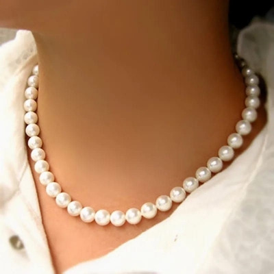 Picture of Simple Pearl Necklace For Girls And Women Wearing At Wedding Occasion Party Dating Travelling Tenoor Special - Multi