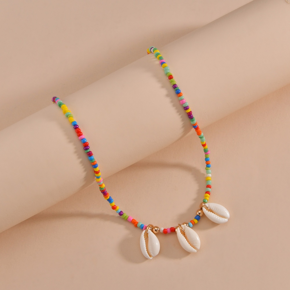 Picture of Simple Multicolored Pearl Necklace  Tenoor Special Kori/Cowrie Necklace with Small Beads for Girls and Women - Multi