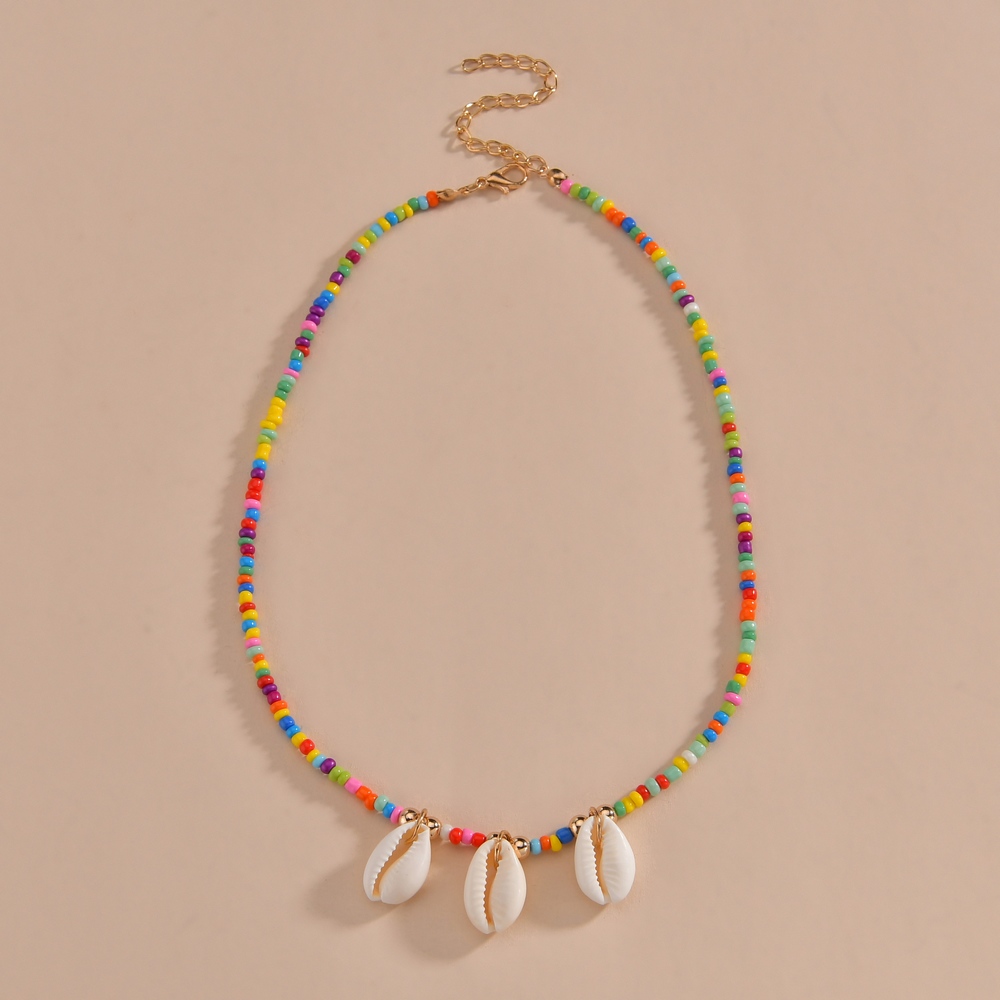 Picture of Simple Multicolored Pearl Necklace  Tenoor Special Kori/Cowrie Necklace with Small Beads for Girls and Women - Multi