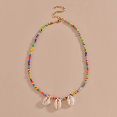 Picture of Simple Multicolored Pearl Necklace  Tenoor Special Kori/Cowrie Necklace with Small Beads for Girls and Women - Multi