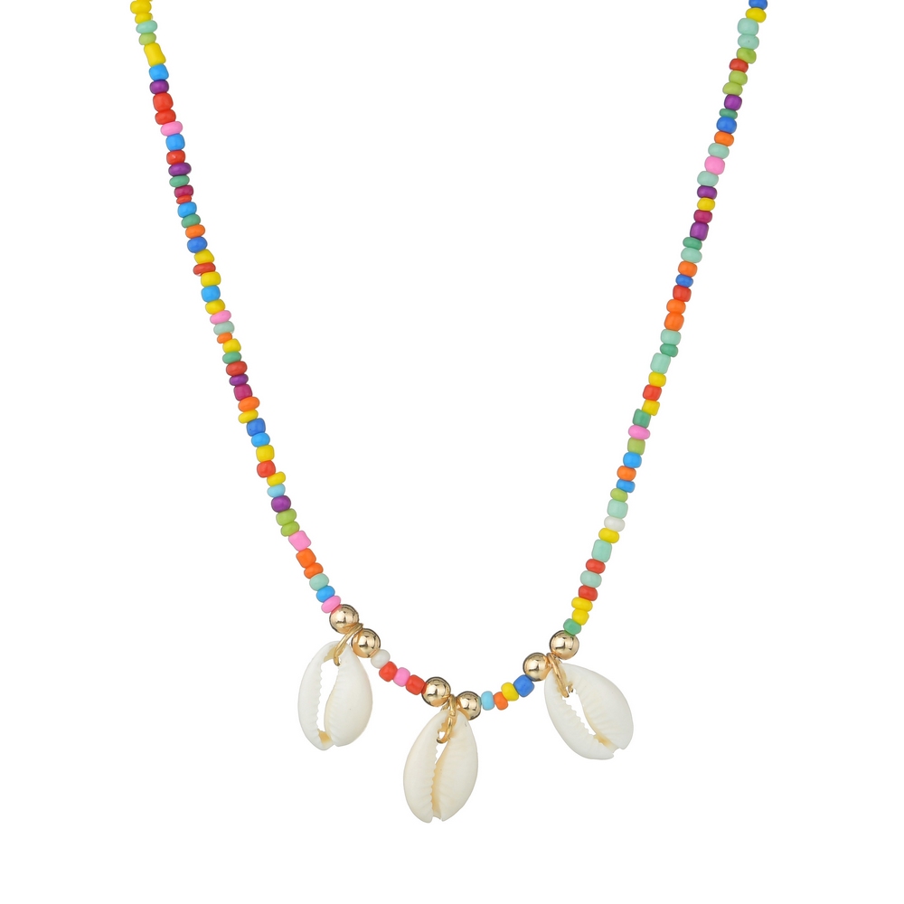 Picture of Simple Multicolored Pearl Necklace  Tenoor Special Kori/Cowrie Necklace with Small Beads for Girls and Women - Multi