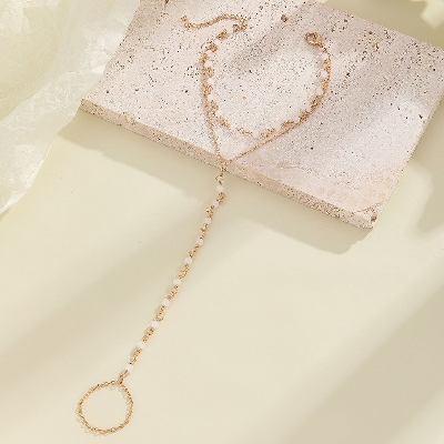 Picture of Multi Layer Pearl Finger Ring Bracelet for Women and Girls, Wedding, Dating, Travel, Party Accessory Tenoor Special - Multi