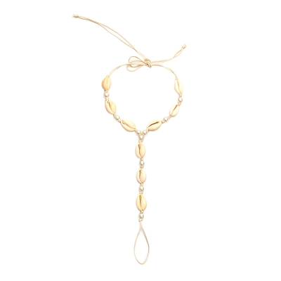 Picture of 1 pair (2 pcs) Classic Pearl sea Shell Bracelet Anklet Nupur Payel Bohemian Style States Fashion Braided Anklet Cross-border Accessories Tenoor Special - Multi