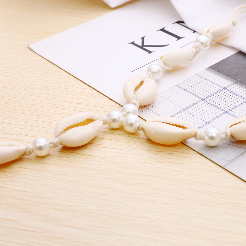 Picture of 1 pair (2 pcs) Classic Pearl sea Shell Bracelet Anklet Nupur Payel Bohemian Style States Fashion Braided Anklet Cross-border Accessories Tenoor Special - Multi