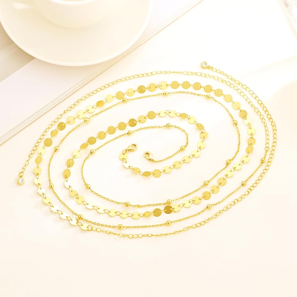 Picture of Golden Acrylic Round Mirror Belly Chain For Body Jewellery Party Night - Multi