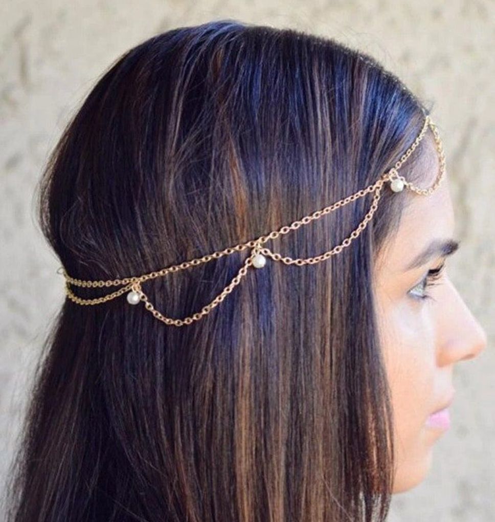 Picture of Pearl Tikli Hair Accessories For Girls And Women Wearing At Wedding Occasion Party Dating Tenoor Special - Multi